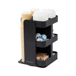 Coffee Organizers<Mind Reader Plastic 8-Compartment Cup and Condiment Carousel Countertop Organizer, Black (CUPOSPIN-BLK)