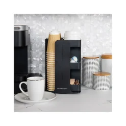 Coffee Organizers<Mind Reader Plastic 8-Compartment Cup and Condiment Carousel Countertop Organizer, Black (CUPOSPIN-BLK)