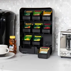 Coffee Organizers<Mind Reader Plastic 11-Drawer Tea Bag Organizer, Black (TBORG-BLK)