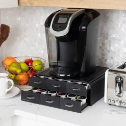 Coffee Organizers<Mind Reader Plastic 2-Tier 6-Drawer Coffee Pod Storage Drawer, 72 Pod Capacity, Black (TRY6PC-BLK)