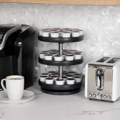 Coffee Organizers<Mind Reader Plastic 3-Tier Single Serve Pod Carousel, 45 Pod Capacity, Black (PODSUS45-BLK)