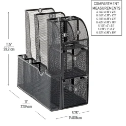 Coffee Organizers<Mind Reader 3-Tier 11-Compartment Metal Cup and Condiment Countertop Organizer, Black (MESHCAD-BLK)