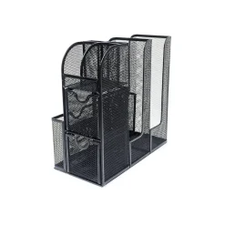 Coffee Organizers<Mind Reader 3-Tier 11-Compartment Metal Cup and Condiment Countertop Organizer, Black (MESHCAD-BLK)