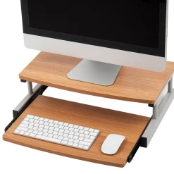 Mind Reader 2-Tier Monitor Stand with Sliding Keyboard Drawer, Brown (2TSLIDE-BRN)* Monitor Mounts & Stands