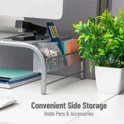 Mind Reader Ventilated Monitor Stand with Side Storage, (MESHM-SIL)* Monitor Mounts & Stands