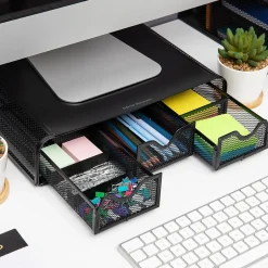 Mind Reader Ventilated Monitor Stand, Metal, Black (MONMESH-BLK)* Monitor Mounts & Stands