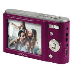 Cameras & Camcorders<MINOLTA 44 MP/2.7K Quad HD Digital Camera with 16x Digital Zoom, Magenta (MND20-M)