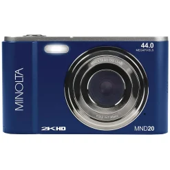 Cameras & Camcorders<MINOLTA 44 MP/2.7K Quad HD Digital Camera with 16x Digital Zoom, Blue (MND20-BL)