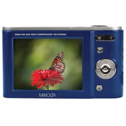 Cameras & Camcorders<MINOLTA 44 MP/2.7K Quad HD Digital Camera with 16x Digital Zoom, Blue (MND20-BL)
