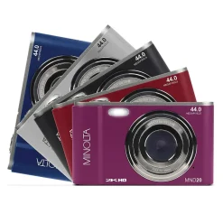 Cameras & Camcorders<MINOLTA 44 MP/2.7K Quad HD Digital Camera with 16x Digital Zoom, Blue (MND20-BL)