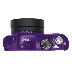 Cameras & Camcorders<MINOLTA 48 MP/4K Ultra HD Digital Camera with 16x Digital Zoom, Purple (MND50-P)