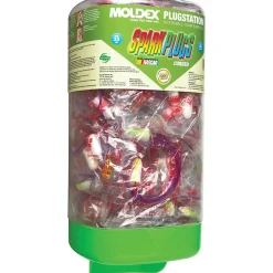 Ear Protection<Moldex PlugStation Disposable Earplus with Dispenser, Bullet Shape, Corded, Multicolor, 150/Box (6880)