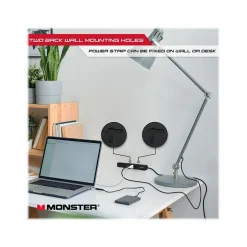 Surge Protectors & Power Strips<Monster 4-Outlet 2-USB Port Surge Protector, 6', Black/Red (2MNAC0947B0L2)