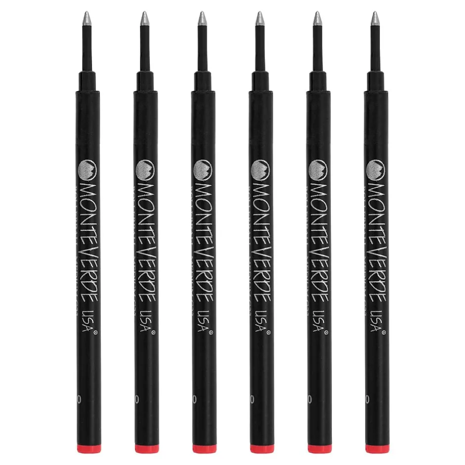 Monteverde ® Medium Rollerball Refill For Most Rollerball Pens, 6/Pack, Red Hot