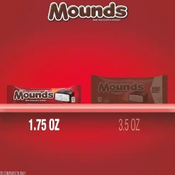 Chocolate<Mounds Dark Chocolate & Coconut Candy Bars, 1.75 oz., 36/Box (HEC00310)