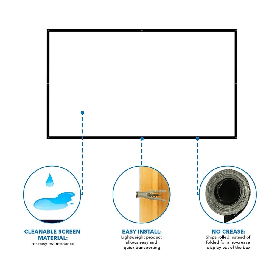 Projector Screens<Mount-It! 100" Manual Wall & Ceiling Projector Screen, Black/Matte White (MI-640)