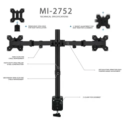 Mount-It! Adjustable Dual Monitor Arm Mount, Up To 32