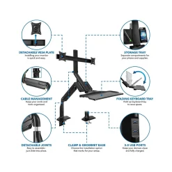 Mount-It! Adjustable Dual-Monitor Mount, Up to 27