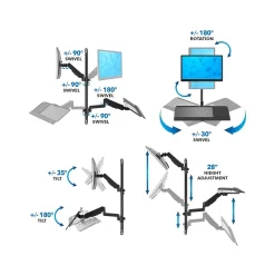 Mount-It! Adjustable Monitor Wall Mount Workstation, Up to 32