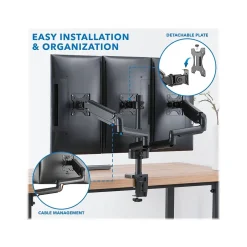 Mount-It! Adjustable Triple Monitor Mount with Gas Spring Arms, Up to 27