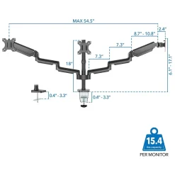 Mount-It! Adjustable Triple Monitor Mount with Gas Spring Arms, Up to 27