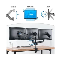 Mount-It! Adjustable Triple Monitor Mount with Gas Spring Arms, Up to 27