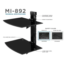 New Floating Wall Mounted Shelf Bracket Stand, Black (MI-892) Shelving