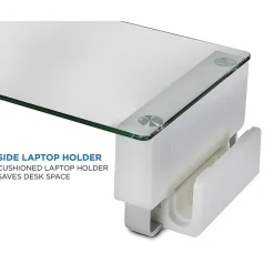 Mount-It! Glass Computer Monitor Stand with Brushed Aluminum Legs, 66 lbs. Capacity (MI-7264)* Monitor Mounts & Stands