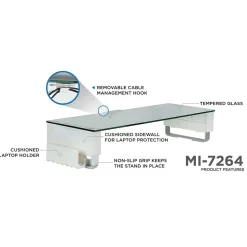 Mount-It! Glass Computer Monitor Stand with Brushed Aluminum Legs, 66 lbs. Capacity (MI-7264)* Monitor Mounts & Stands