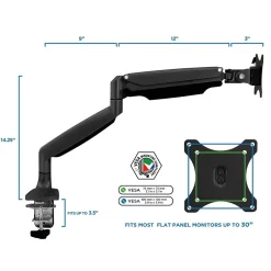 Mount-It! Height Adjustable Single Monitor Desk Mount Arm for 13