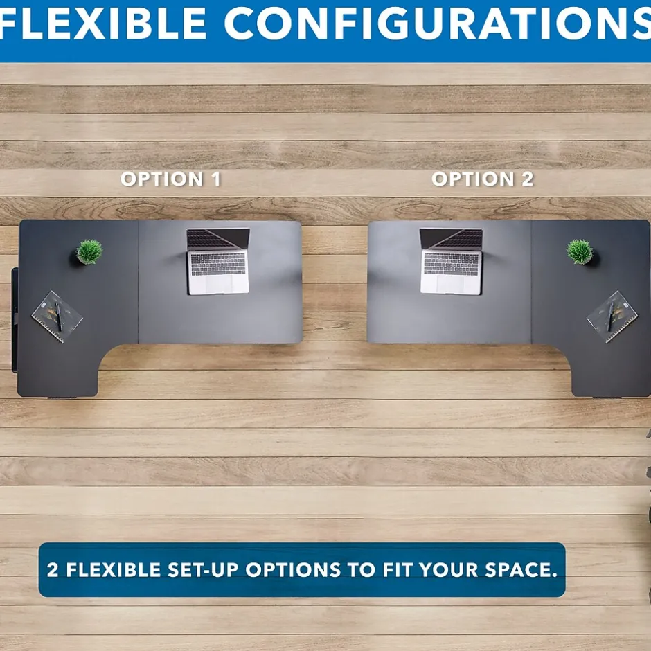 Discount MI-15002 57"W L-Shaped Adjustable Particle Board Standing Desk, Black (MI-15002) Standing Desks