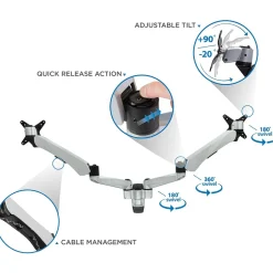 Mount-It! Modular Dual Adjustable Monitor Arms, Up to 30