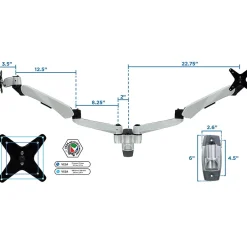 Mount-It! Modular Dual Adjustable Monitor Arms, Up to 30