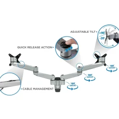 Mount-It! Modular Dual Adjustable Monitor Arms, Up to 30