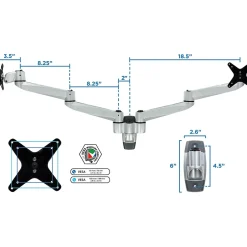 Mount-It! Modular Dual Adjustable Monitor Arms, Up to 30