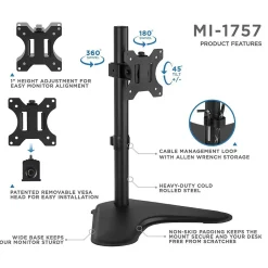 Mount-It! Single Monitor Mount Desk Stand For 22