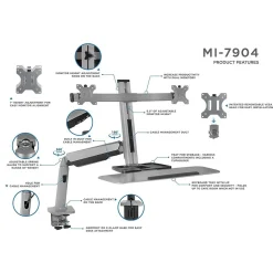 Hot Sit Stand Desk Mount Workstation, Dual Monitor Standing Desk Converter, Full Motion Arm, Height Adjustable (MI-7904) Standing Desks