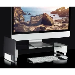 Mount-It! Tempered Glass Height Adjustable Monitor Riser With 3 USB Ports, Up to 32", (MI-7265)* Monitor Mounts & Stands