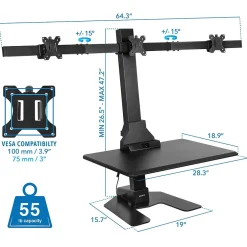 Mount-It! 28"W Adjustable Triple Monitor Mount, Black (MI-7983)* Monitor Mounts & Stands