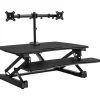 Hot 35"W Electric Adjustable Standing Desk Converter with Dual Monitor Mount and USB Charging Port, Black (MI-8053) Standing Desks