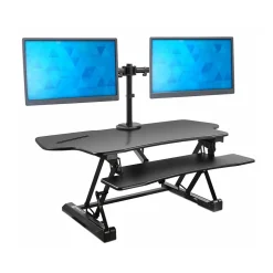 Outlet 47"W Electric Adjustable Standing Desk Converter with Dual Monitor Mount and USB Charging Port, Black (MI-8054) Standing Desks