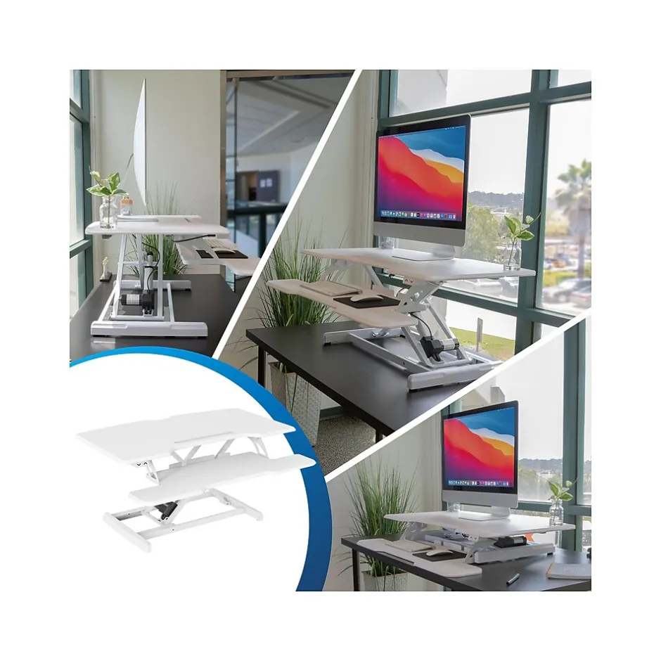 38"W Electric Rectangular Adjustable Standing Desk Converter, White (MI-8012) Standing Desks