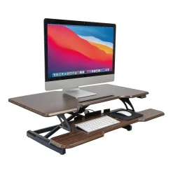 Sale 38"W Electric Rectangular Adjustable Standing Desk Converter, Dark Walnut (MI-8011) Standing Desks