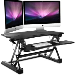 Outlet 35.5"W Rectangular Adjustable Metal Standing Desk Converter, Black (MI-7955) Standing Desks