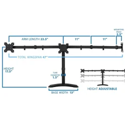 Mount-It! Mount-lt! Adjustable Triple Monitor Stand, Up to 27