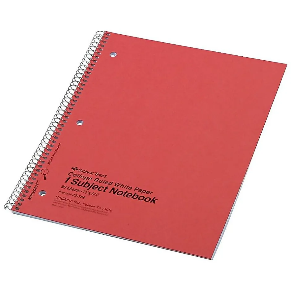 National Brand Kolor Kraft 1-Subject Notebooks, 8.86" x 11", College Ruled, 80 Sheets, Each (RED33709) Outlet