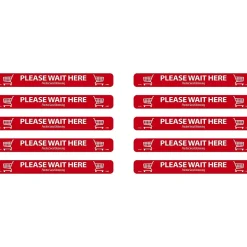 Social Distance Signage<National Marker Temp-Step™ Floor Decal, "Please Wait Here," 2.25" x 20", Red/White, 10 (WFS80A10)