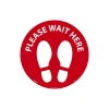 Social Distance Signage<National Marker Walk-On™ Floor Decal, "Please Wait Here," 8", Red/White (WFS83RD)
