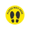 Social Distance Signage<National Marker Walk-On™ Floor Decal, "Please Wait Here," 8", Yellow/Black (WFS83YL)