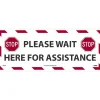 Social Distance Signage<National Marker Walk-On™ Floor Decal, "Please Wait Here for Assistance," 8" x 20", White/Red/Black (WFS76)